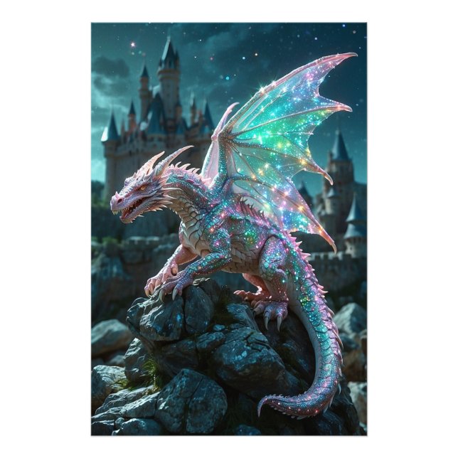 *~* AP88 Castles Fantasy Dragon Wall Artwork 27 Fototryck (Framsidan)