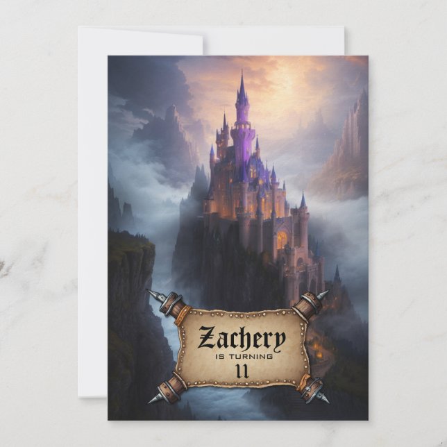 *~* AP88 Castles Vatten Medieval Fantasy Birthday Inbjudningar (Framsida)