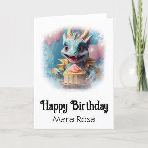 *~* AP88 Cute Baby Dragon Birthday Card Tack Kort