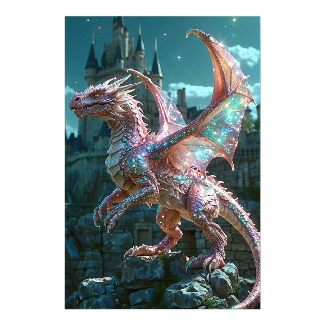 *~* AP88 Fantasy Shimering Dragon Wall Art 15 Fototryck (Framsidan)
