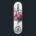 *~* AP88 Fire Medieval Sword Flower Blommigt Mini Skateboard Bräda 18,5 Cm<br><div class="desc">(Sök efter liknande objekt i kod AP88 ) Överför enkelt till andra Zazzle-produkter. WHITE-bakgrundsskiss. MEDIEVAL SWORD för dragon slayers med FLOWERS/BLOMMIGT inslag och med RING av FIRE/FLAMES/FLAME och Brev, INITIAL MONOGRAM för ditt namn - Behålla eller redigera eller ta bort texten som är ett brev. Det här är en populär...</div>
