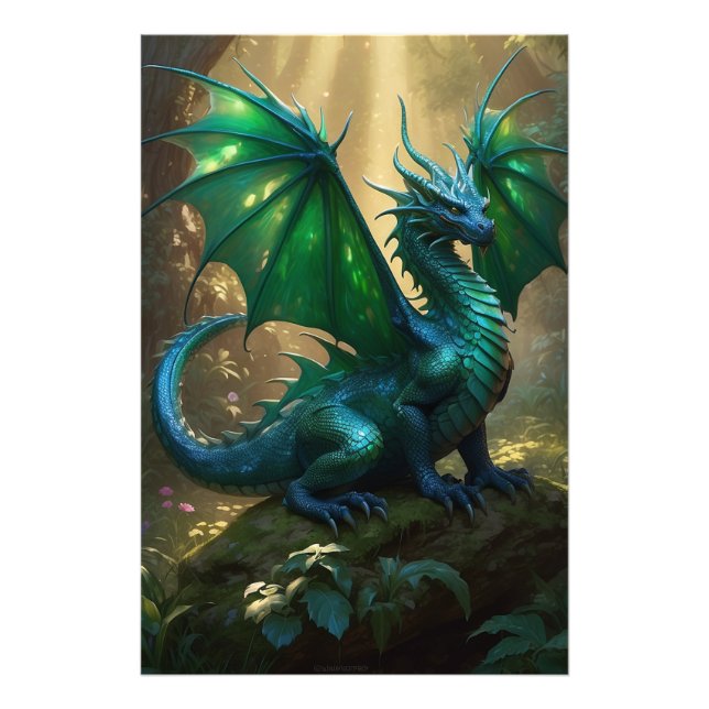 *~* AP88 Glittering Fantasy Dragon Wall Artwork 9 Fototryck (Framsidan)