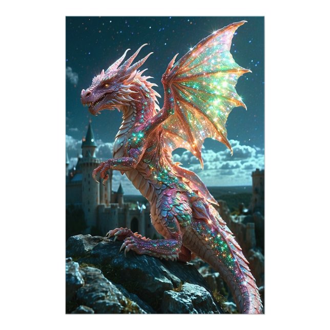 *~* AP88 Majestic Fantasy Dragon Wall Artwork 29 Fototryck (Framsidan)