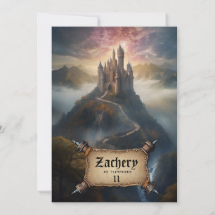 *~* AP88 Mountain Castle Medieval Fantasy Birthday Inbjudningar