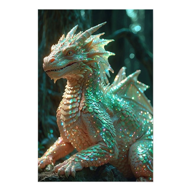 *~* AP88 Shimmering Fantasy Dragon Wall Art 8 Fototryck (Framsidan)