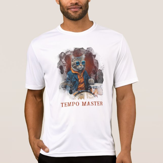 *~* AP91 Percussionist Coola Cat Jacka DRUMMER T Shirt (Framsida)