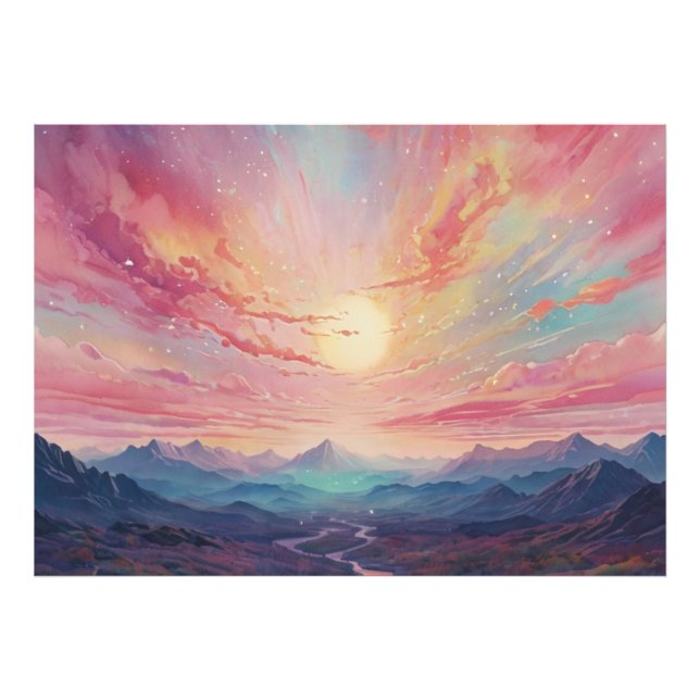 *~* AP93 Dreamscape Sunset Mountains liggande Fototryck (Framsidan)