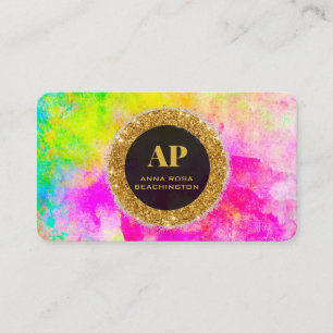 *~AP93 Neon Rainbow BOLD Abstrakt QR-Affärskort Visitkort