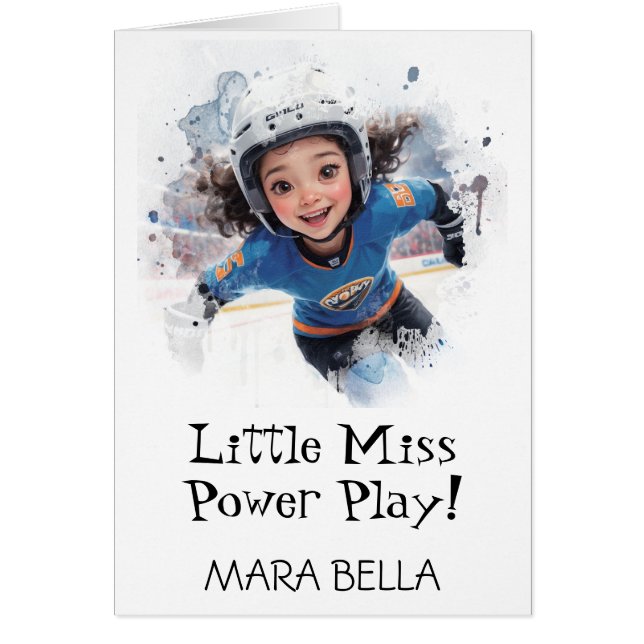 *~* AP94 9 Cute Hockey Girl Personalize Birthday Hälsningskort (Framsidan)
