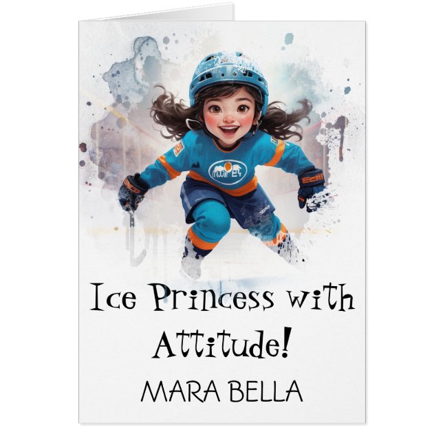 *~* AP94 Cute 5 Hockey Girl  Personalize Birthday Hälsningskort (Framsidan)