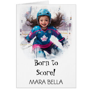 *~* AP94 Cute Hockey Girl 21 Personalize Birthday Hälsningskort