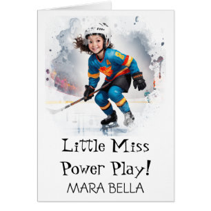 *~* AP94 Cute Hockey Girl 9 Personalize Birthday Hälsningskort