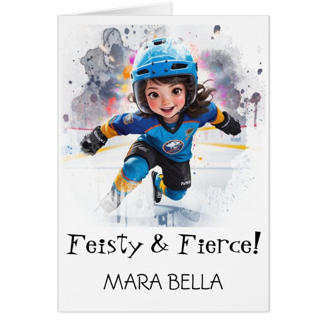 *~* AP94 Cute Hocky Girl 18 Personalize Birthday Hälsningskort (Framsidan)