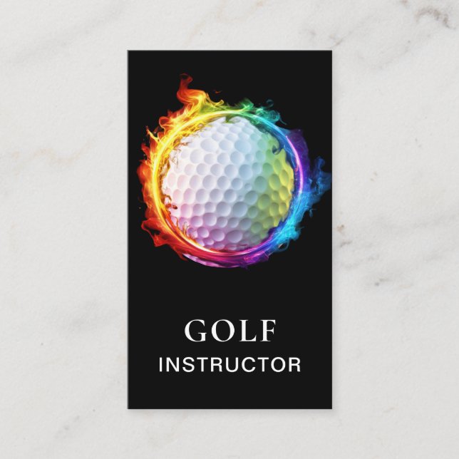 *~* AP94 Flammor  Regnbågsfärgade  Golfboll QR Visitkort (Framsida)