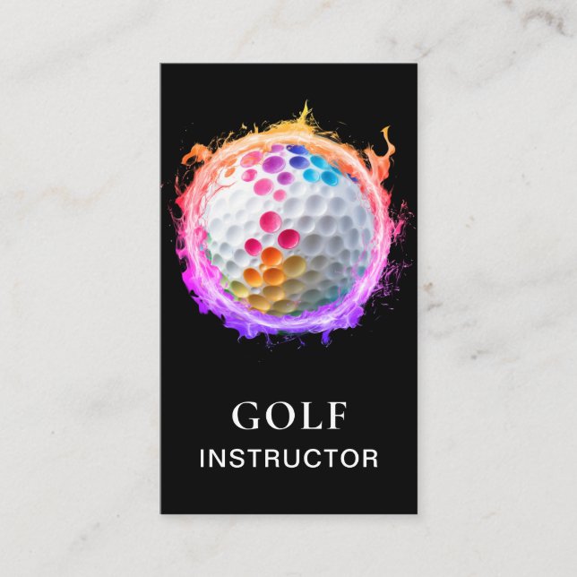 *~*  AP94 QR Flames Fire Rainbow  Bold Golf Ball  Visitkort (Framsida)
