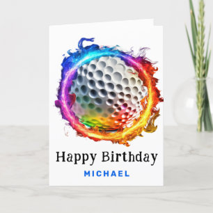 *~* AP94 Ring regnbåge Golf Boll Birthday Card Tack Kort