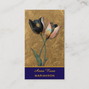 *~* AP98 Elegant Blomma Guld 1 Vintage QR Visitkort