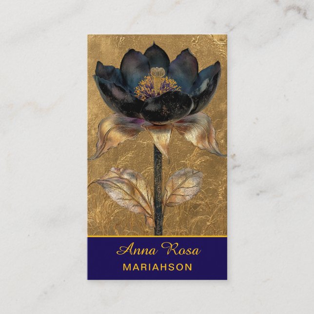 *~* AP98 Elegant Blomma Guld 30 Rik  QR Blommig  Visitkort (Framsida)