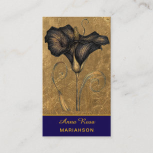 *~* AP98 Elegant Blomma Guld 7 Rik QR Blommig Visitkort