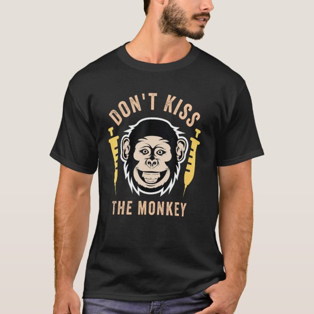 Ap-sjuka Kyss inte apan  Apa T Shirt (Framsida)