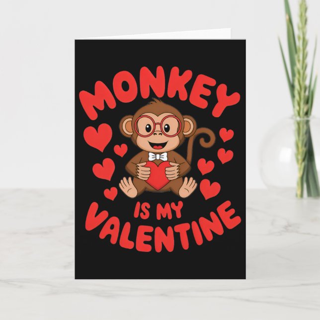 Apa är min valentin Söt valentinsdagsapa Kort (Framsida)