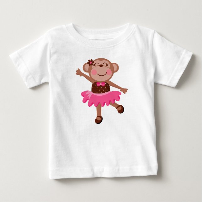 Apa Ballerina Flicka Baby klänning utan ärmar T-shirt (Framsida)
