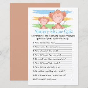Apa Barnkammarrim Quiz baby shower-spel