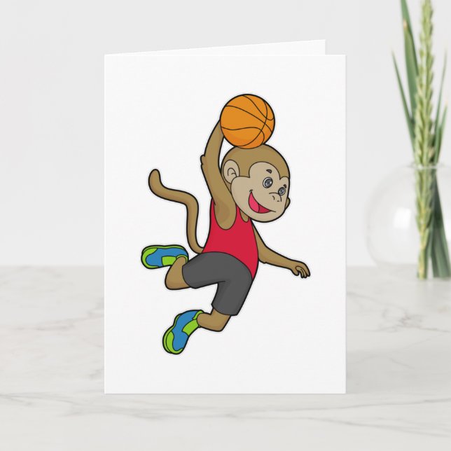 Apa basketspelare Basket Kort (Framsida)