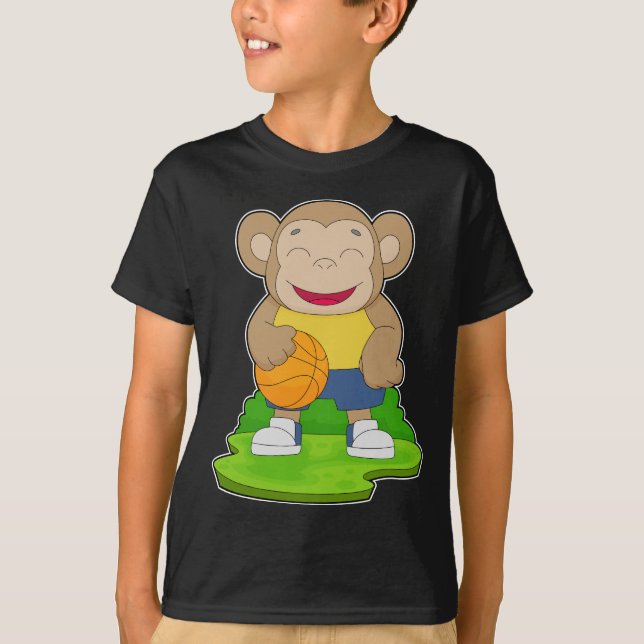 Apa basketspelare Basket T Shirt (Framsida)