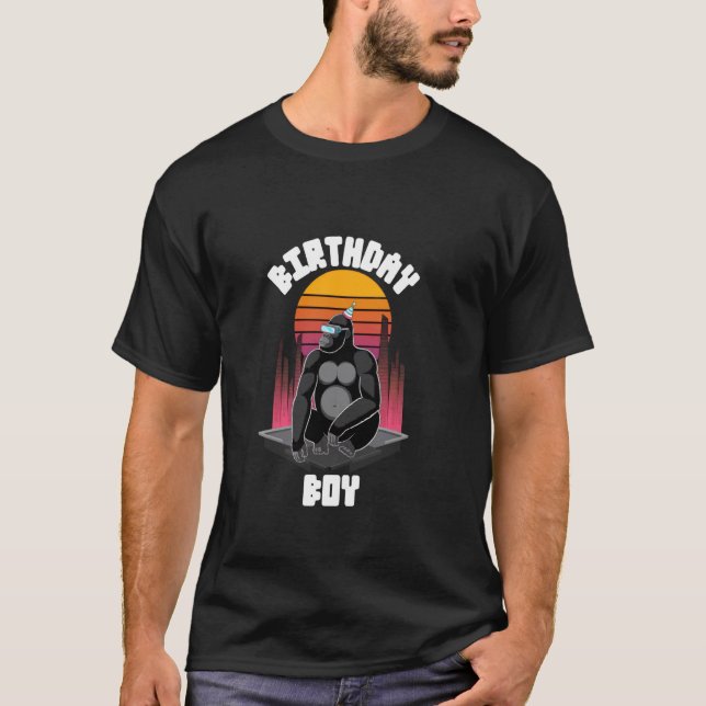 Apa dekorations retro födelsedagsmärke VR-spel T Shirt (Framsida)