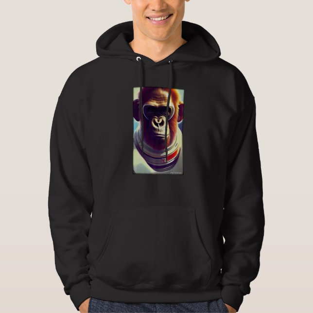 Apa Djur Astronaut Rymden Universum Galax  Hoodie (Framsida)