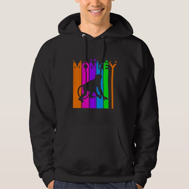 Apa Djur Regnbåge Bubbla Med Silhuett Hoodie (Framsida)
