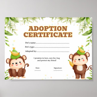 Apa får en husdjur färgläggning certifikat poster