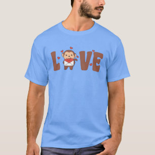 Apa för Alla Hjärtans Dag Söta Djur Kärlek vän T Shirt