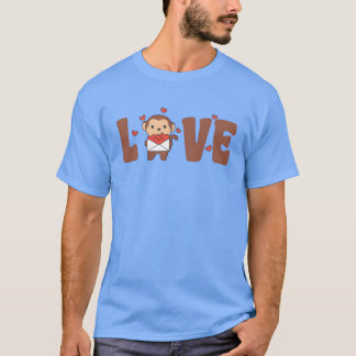 Apa för Alla Hjärtans Dag Söta Djur Kärlek vän T Shirt