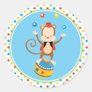 Apa för cirkus för cirkustema som jonglerar runt klistermärke