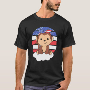 Apa för den fjärde juli i USA flagga För barn T Shirt