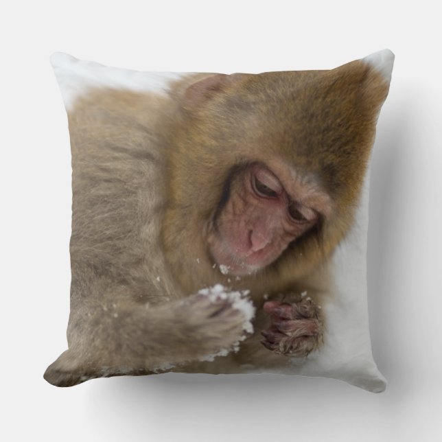 Apa för snö för Macaque | för baby japansk Kudde (Framsida)