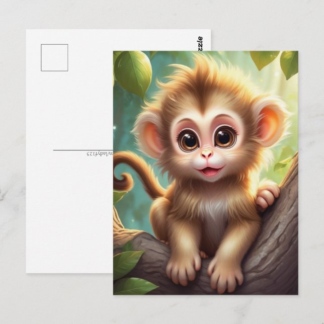 apa från baby i Jungle, vykort för postkorsning (Fram/baksida)