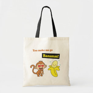 Apa går bananas, söta kärlek humor tygkasse
