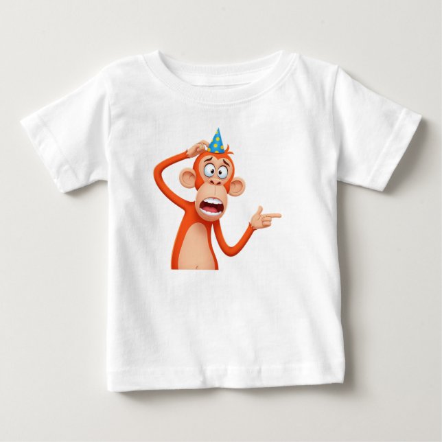 Apa i festhatt pekar åt sidan t shirt (Framsida)