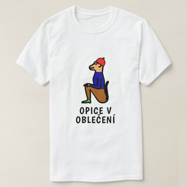 apa i kläder på tjeckiska t shirt (Design framsida)