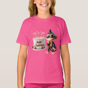 Apa i solglasögon med en stor tårta, Glad födelsed T Shirt