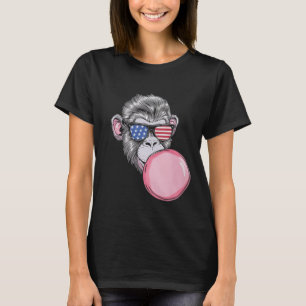 Apa med amerikansk flagga solglasögon 4 juli prese t shirt