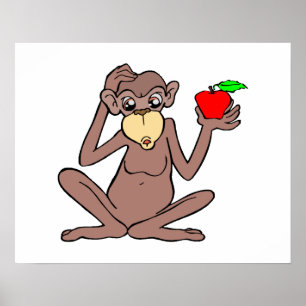 apa med äpple poster