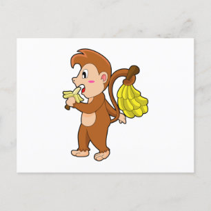 Apa med bananer vykort