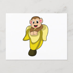 Apa med bananskal vykort