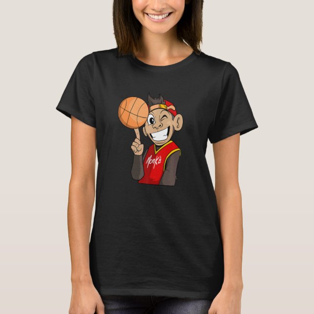 apa med basket t shirt (Framsida)
