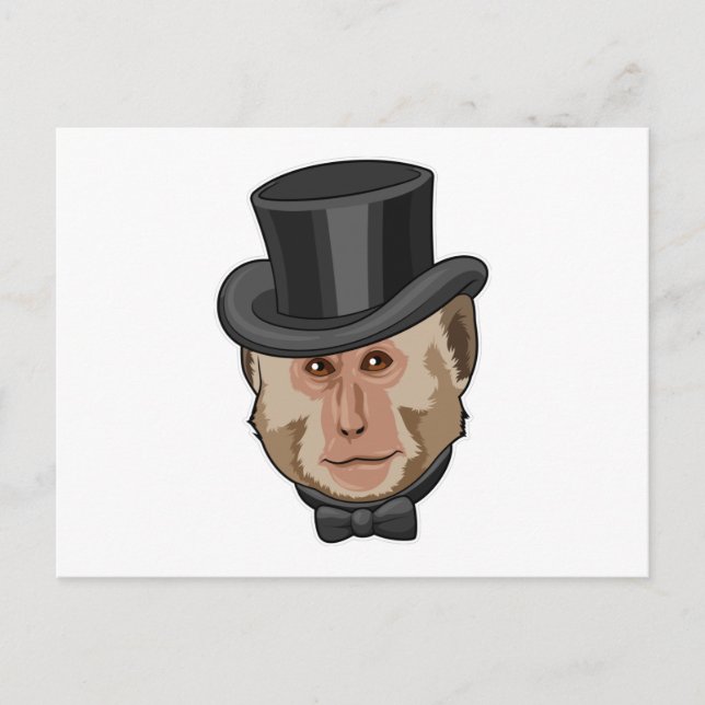 Apa med cylinder vykort (Framsida)