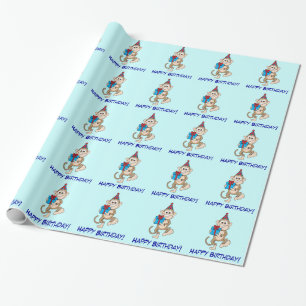 Apa med närvarande grattis på födelsedagen! presentpapper